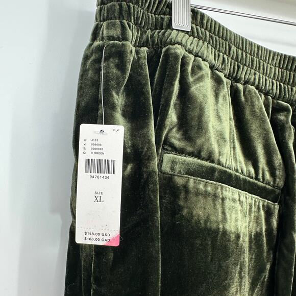 Anthropologie Womens XL Velvet Wide Leg Pants Green Elastic Waist Boho Holidays - Picture 6 of 13